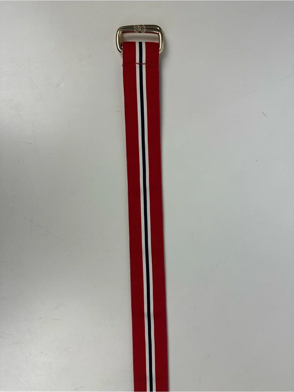 Polo by Ralph Lauren Striped Ribbon Belt with Light Gold Buckle